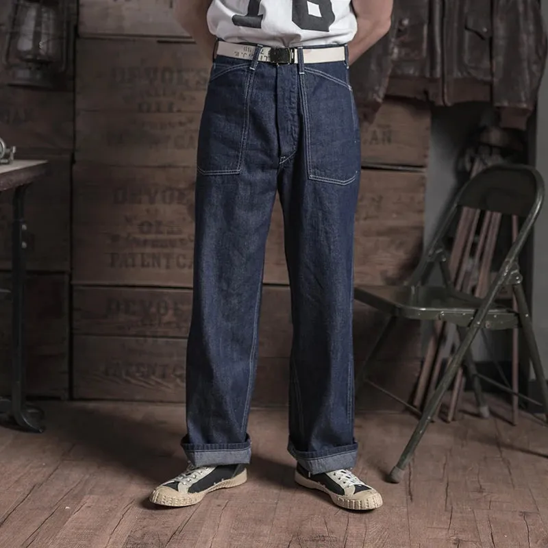 1930s Dungarees Civilian Conservation Corps Denim Pants - Military Style