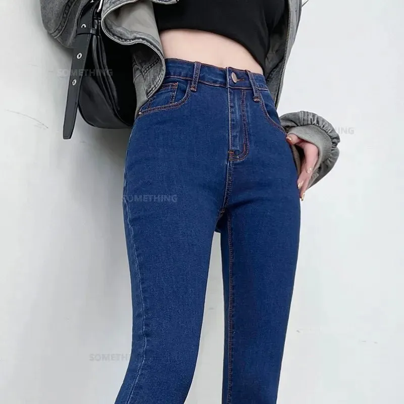 2024 New Stretch Denim Skinny Jeans for Women Hip Lift Casual Slim Fit Trousers in Black Gray Blue