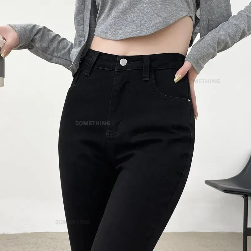 2024 New Stretch Denim Skinny Jeans for Women Hip Lift Casual Slim Fit Trousers in Black Gray Blue