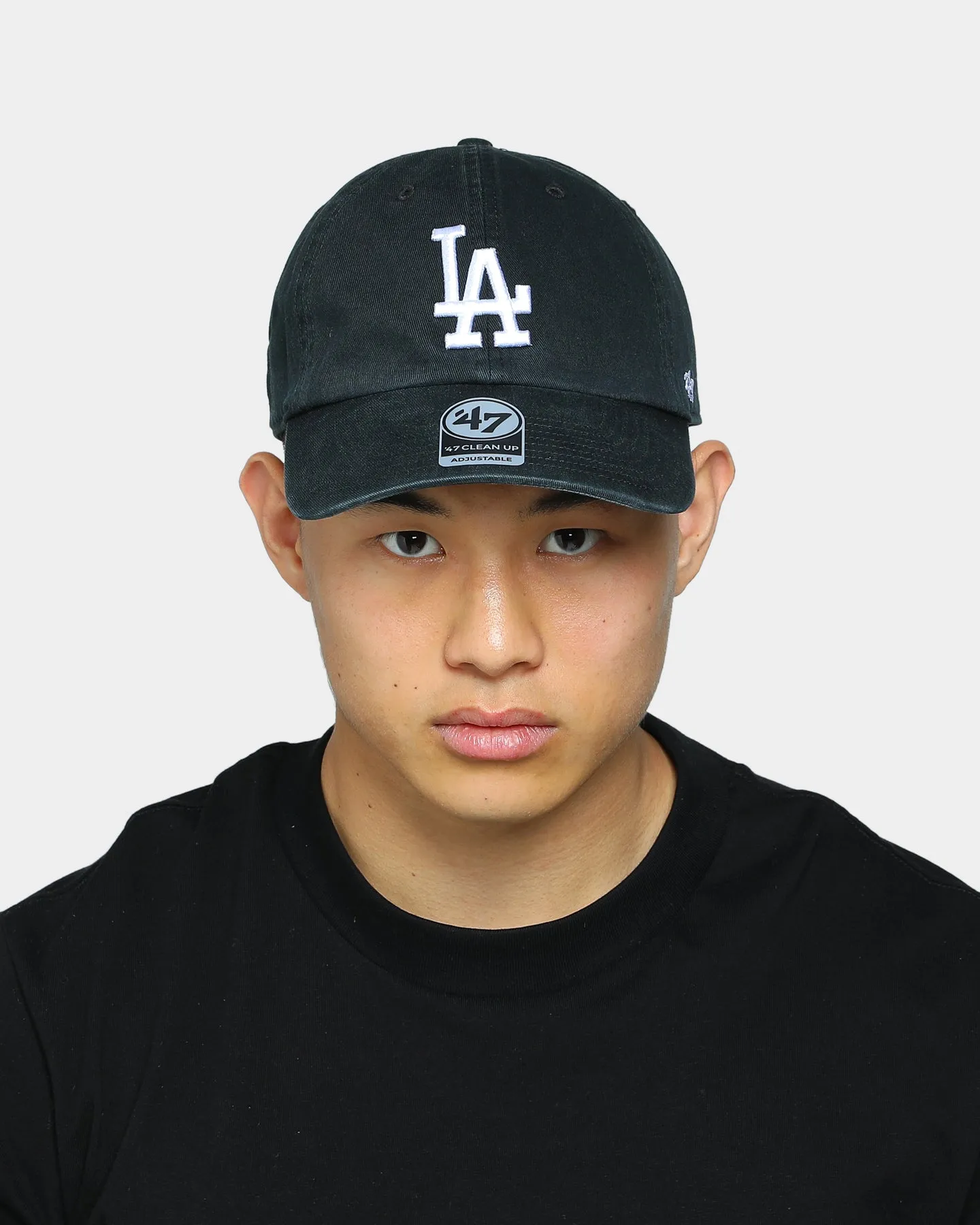 47 Brand Men's Los Angeles Dodgers Clean up Strapback Black/White