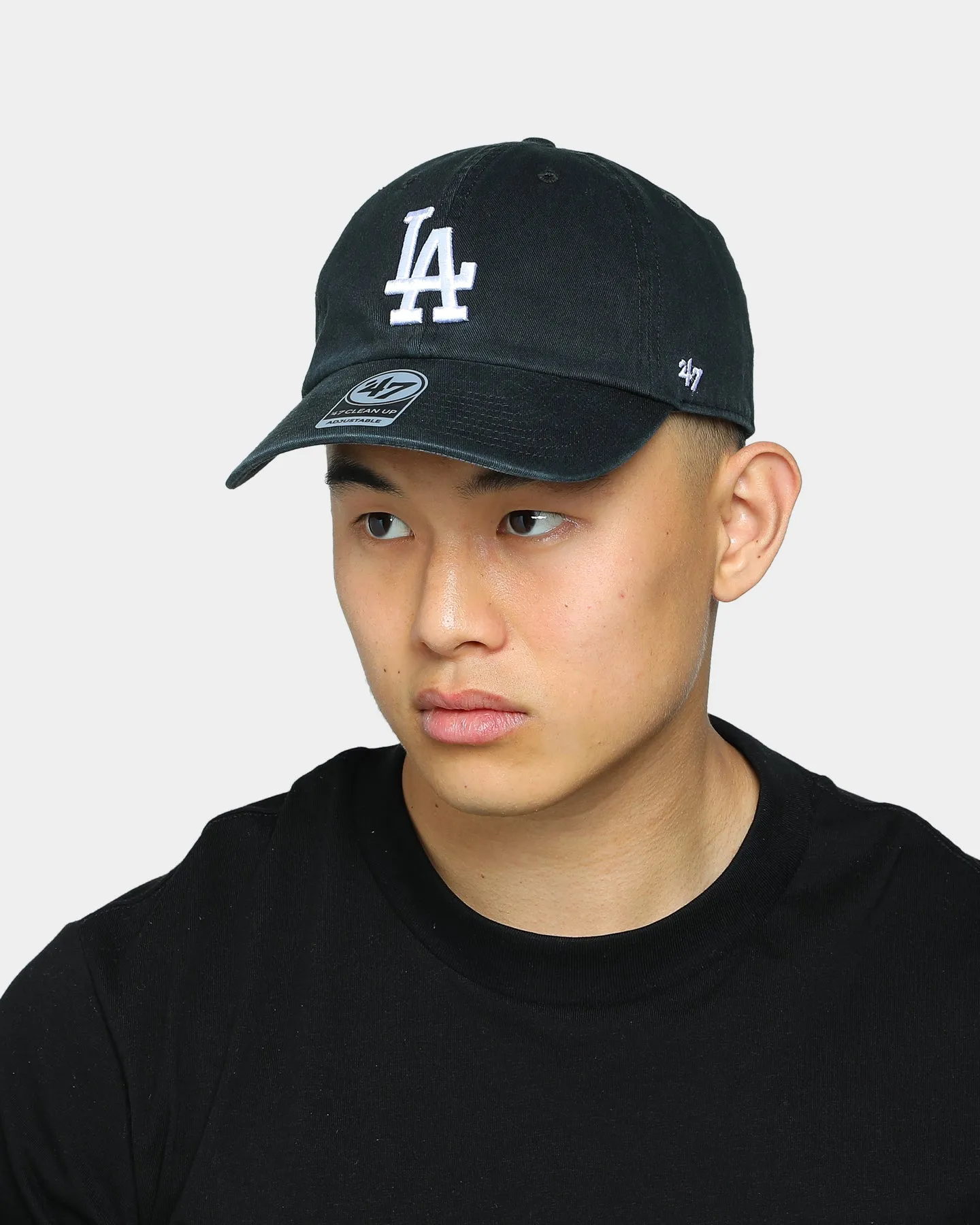 47 Brand Men's Los Angeles Dodgers Clean up Strapback Black/White