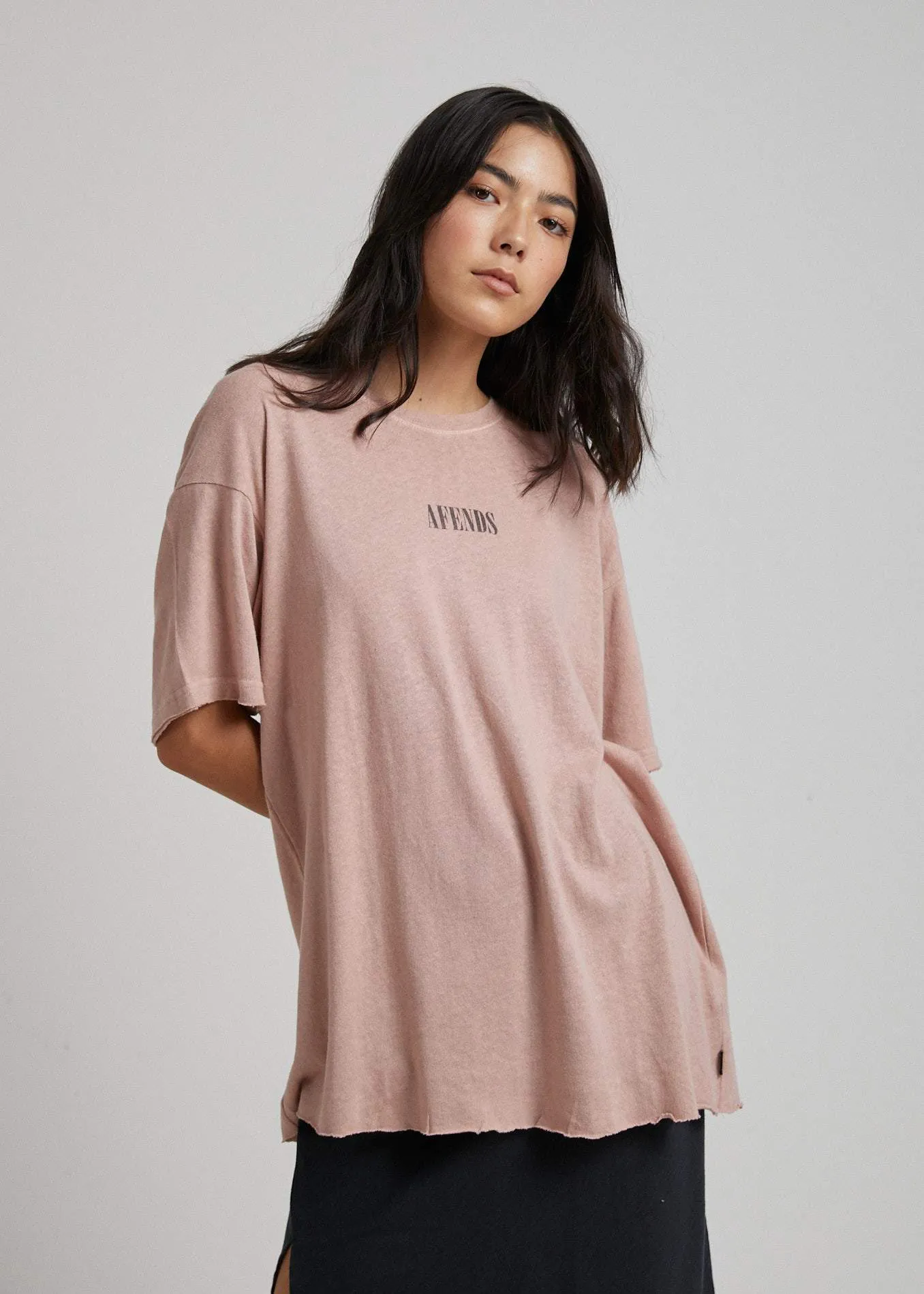 Afends Womens Courtney Love - Hemp Oversized Tee - Dusty Pink