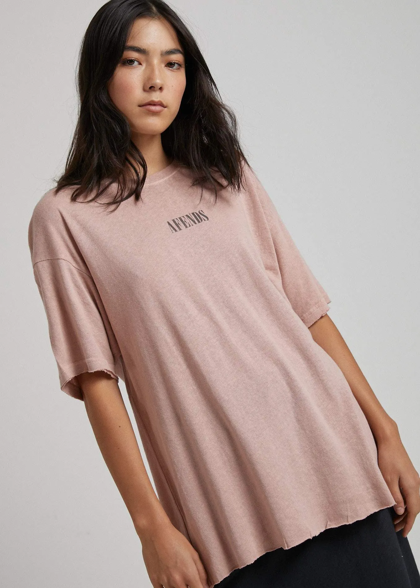 Afends Womens Courtney Love - Hemp Oversized Tee - Dusty Pink