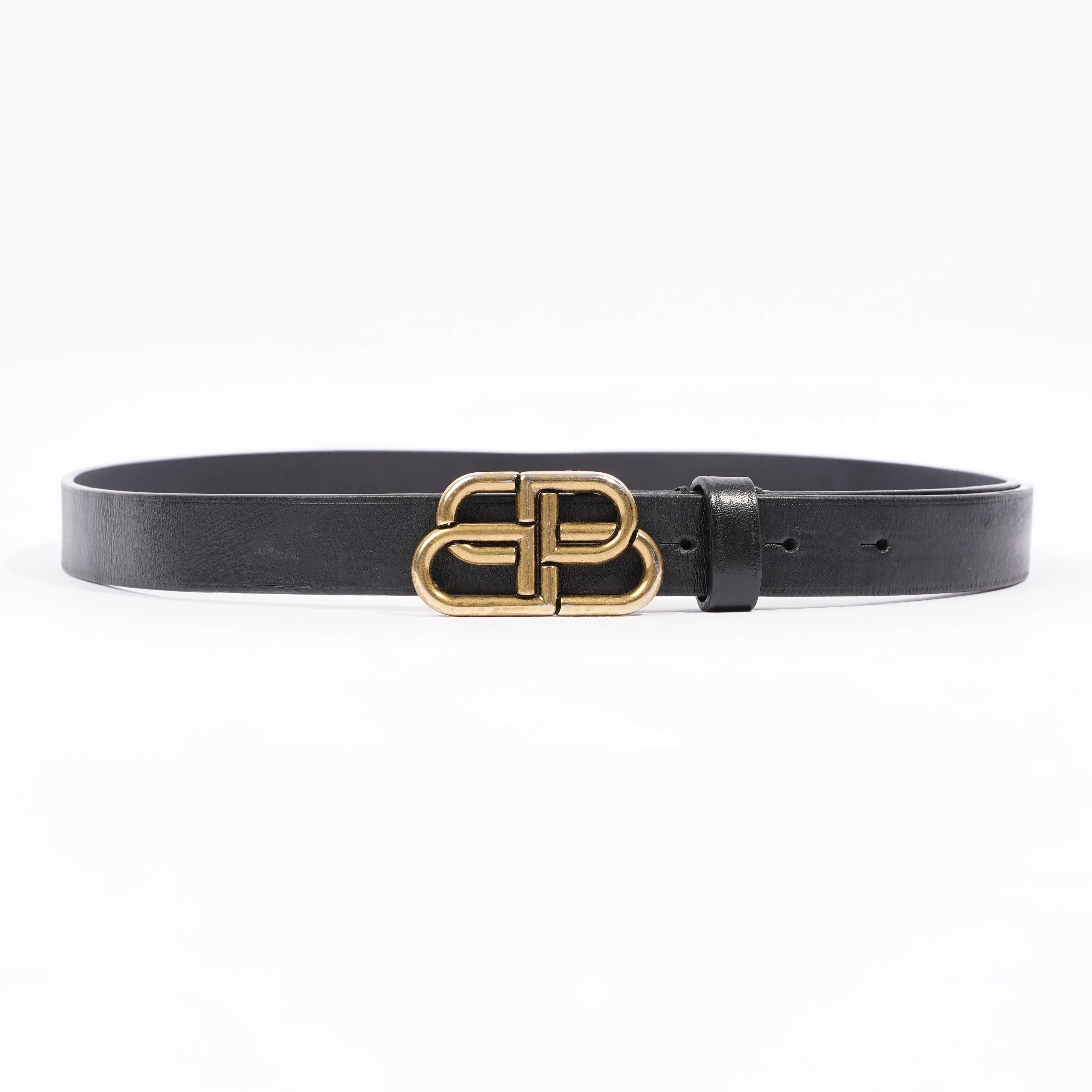 Balenciaga Womens Thin Buckle Belt Black Leather 85cm - 33"