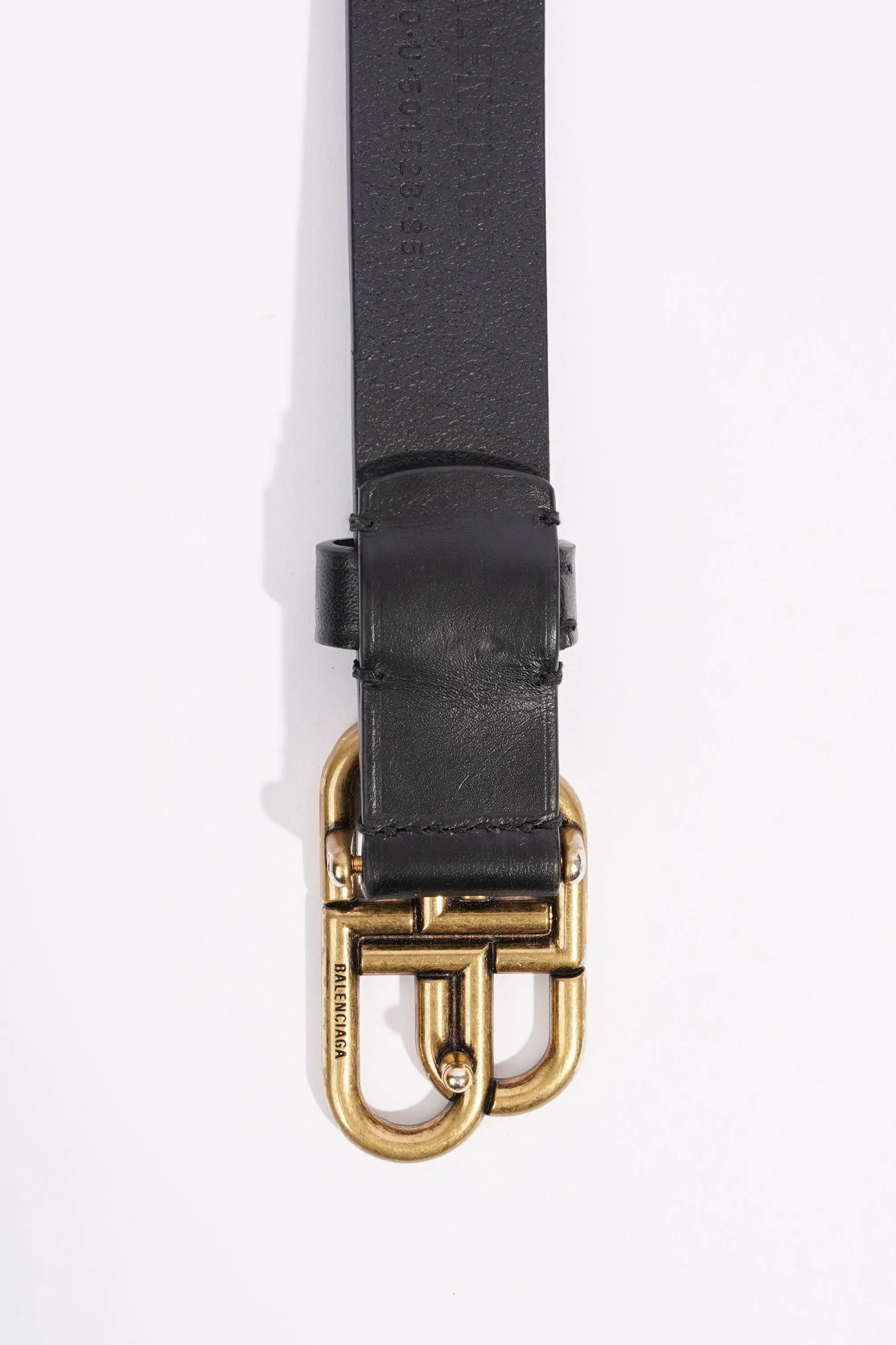 Balenciaga Womens Thin Buckle Belt Black Leather 85cm - 33"