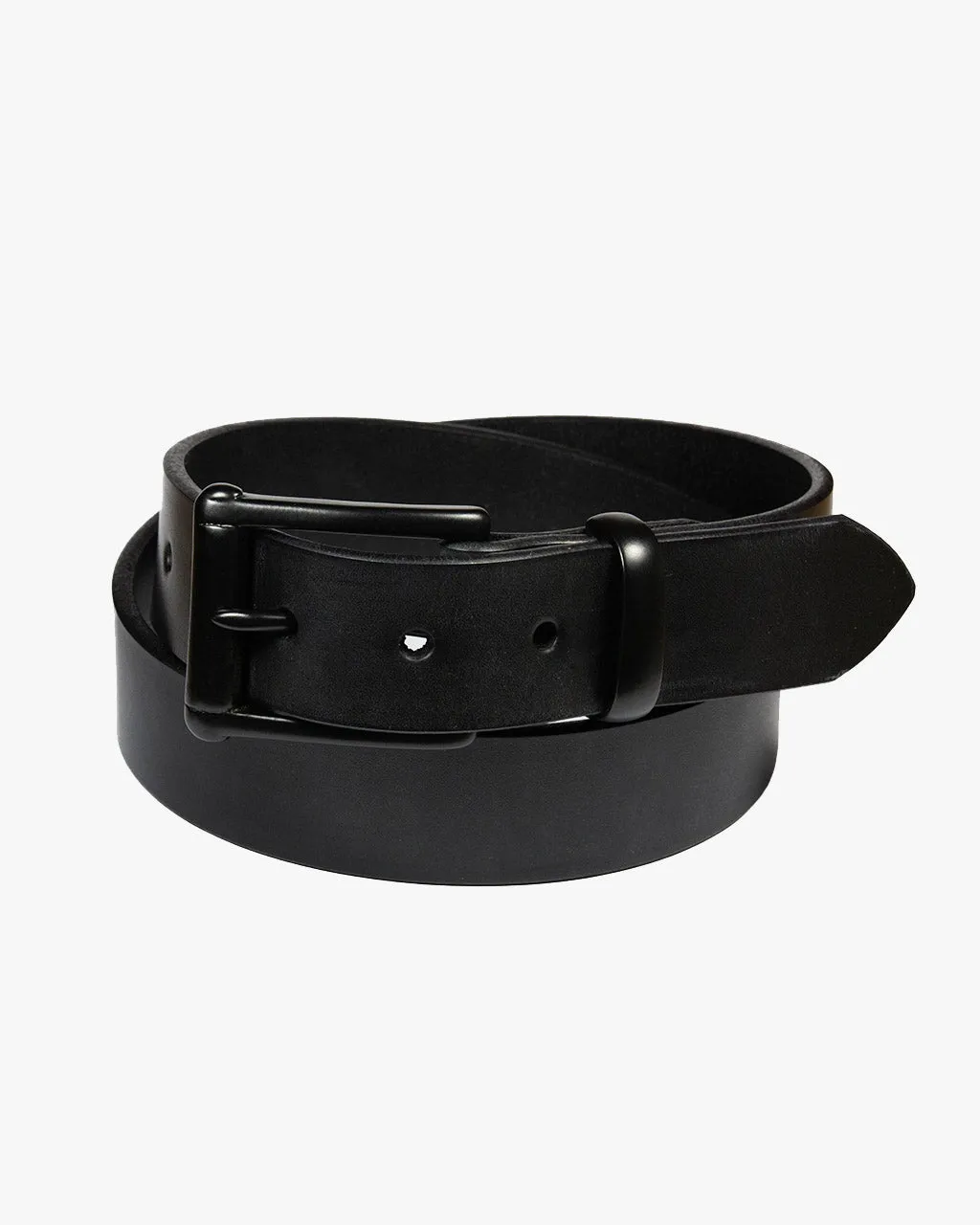 Barnes and Moore Garrison Leather Belt - Black / Black