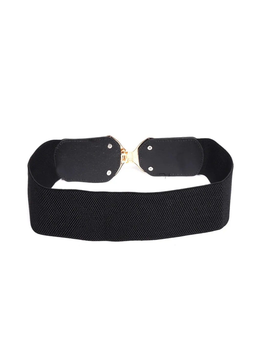 Berrylush Women Black Elastic Strap Blush Buckle Belt