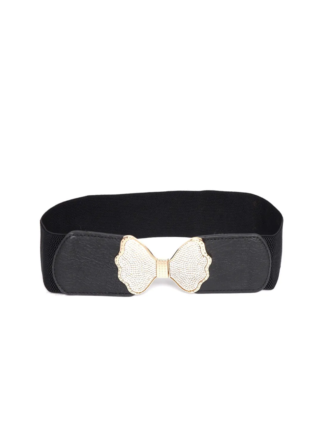 Berrylush Women Black Elastic Strap Blush Buckle Belt