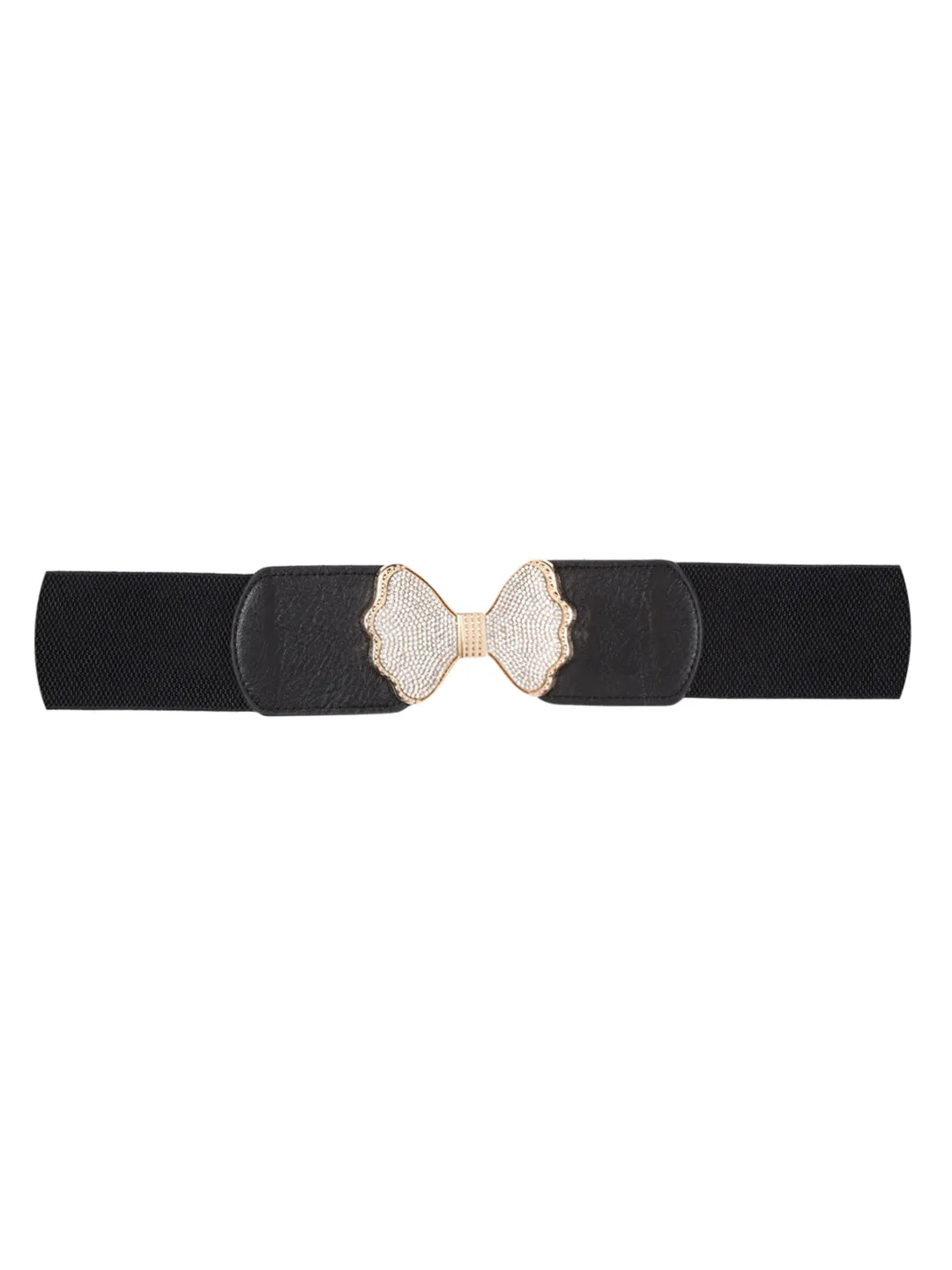 Berrylush Women Black Elastic Strap Blush Buckle Belt