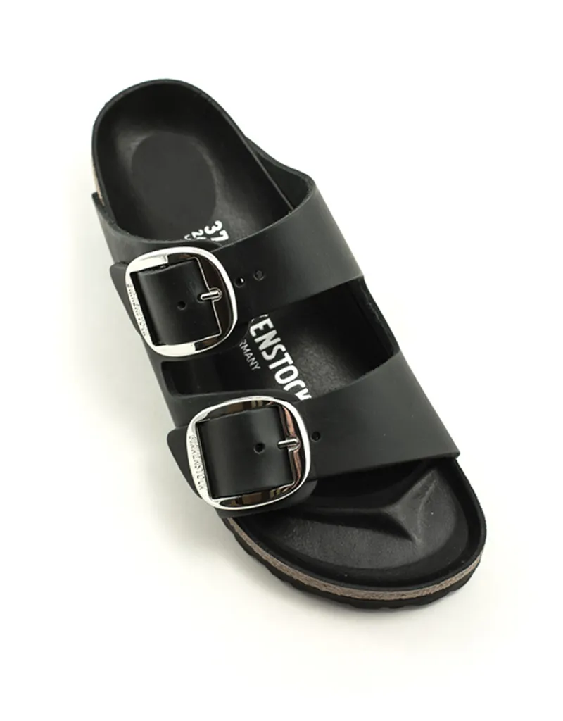 Birkenstock — Arizona Big Buckle Waxy Leather - Black Narrow Width