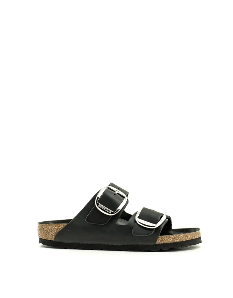 Birkenstock — Arizona Big Buckle Waxy Leather - Black Narrow Width