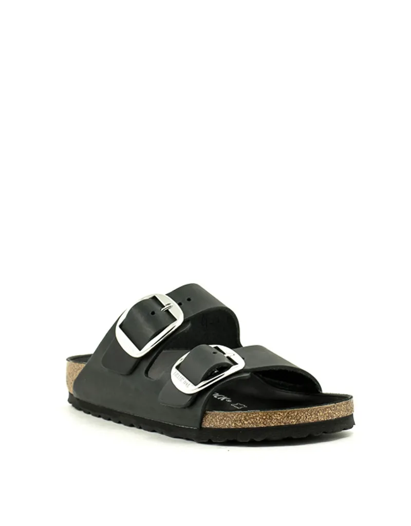 Birkenstock — Arizona Big Buckle Waxy Leather - Black Narrow Width