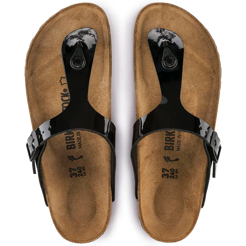 Birkenstock UNISEX Gizeh Birko-Flor Patent (Black - Wide Fit)