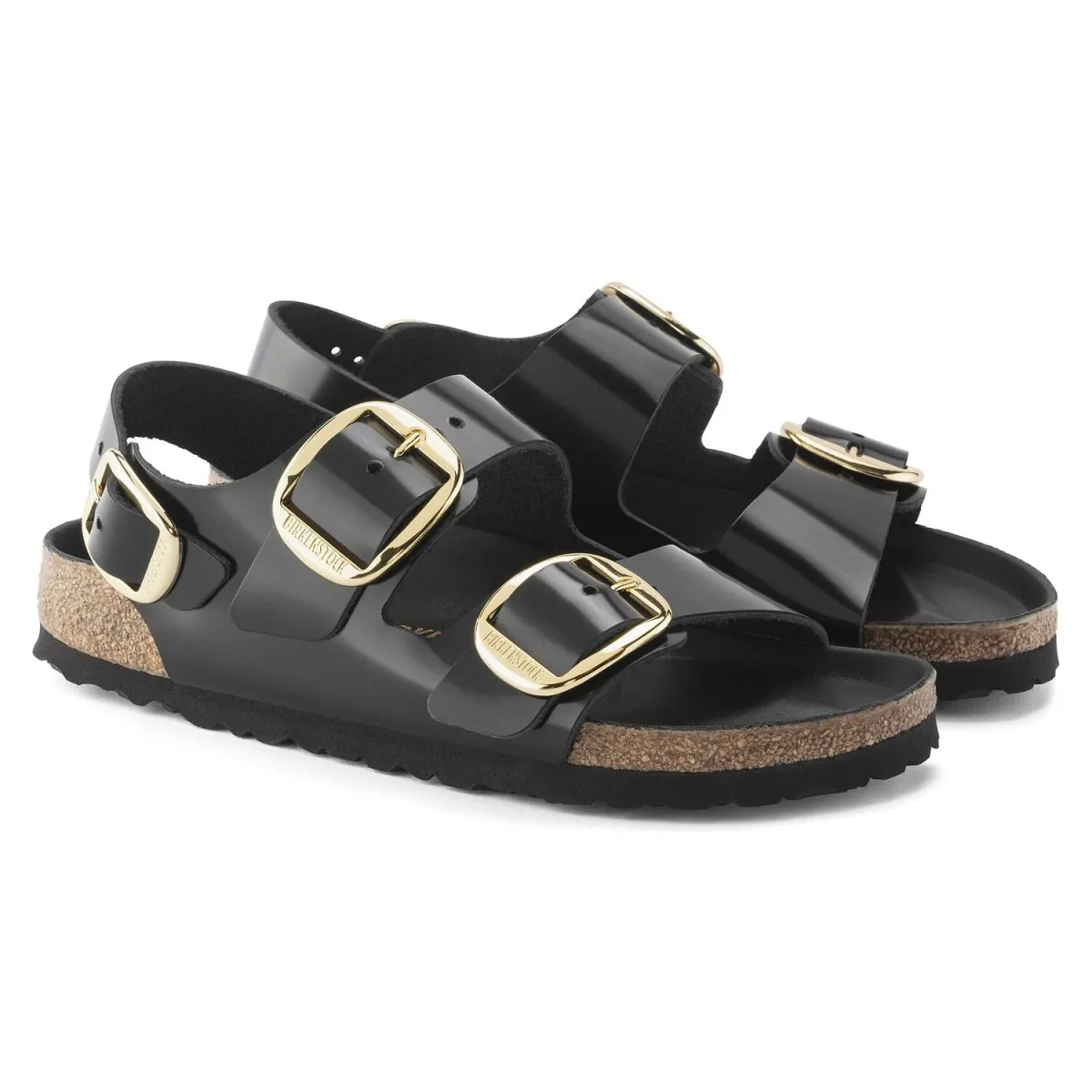 Birkenstock Women's Milano Big Buckle High Shine Black Leather