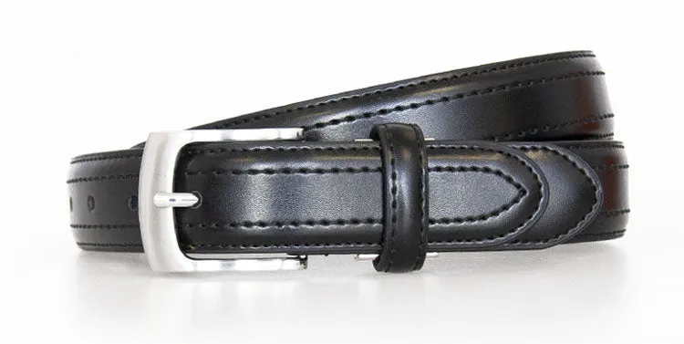 Black Classic WH Belt with Stitching