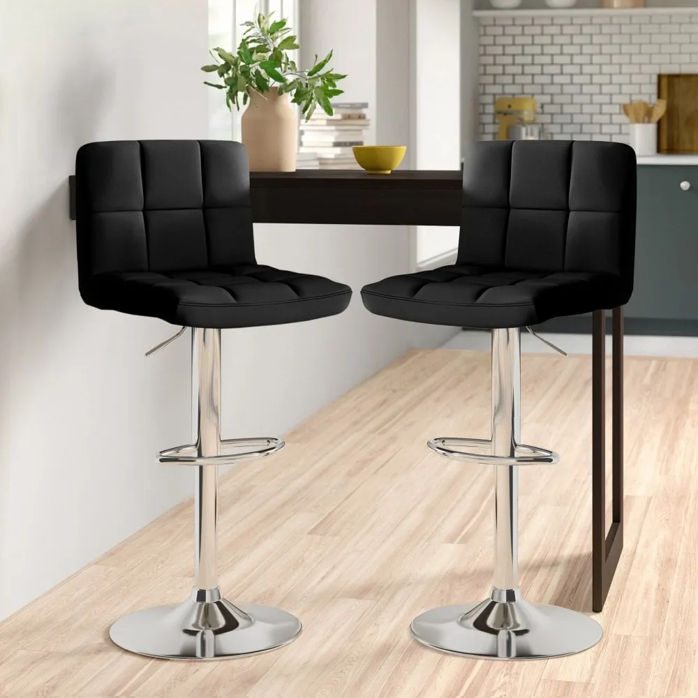 Black Faux Leather Bar Stools