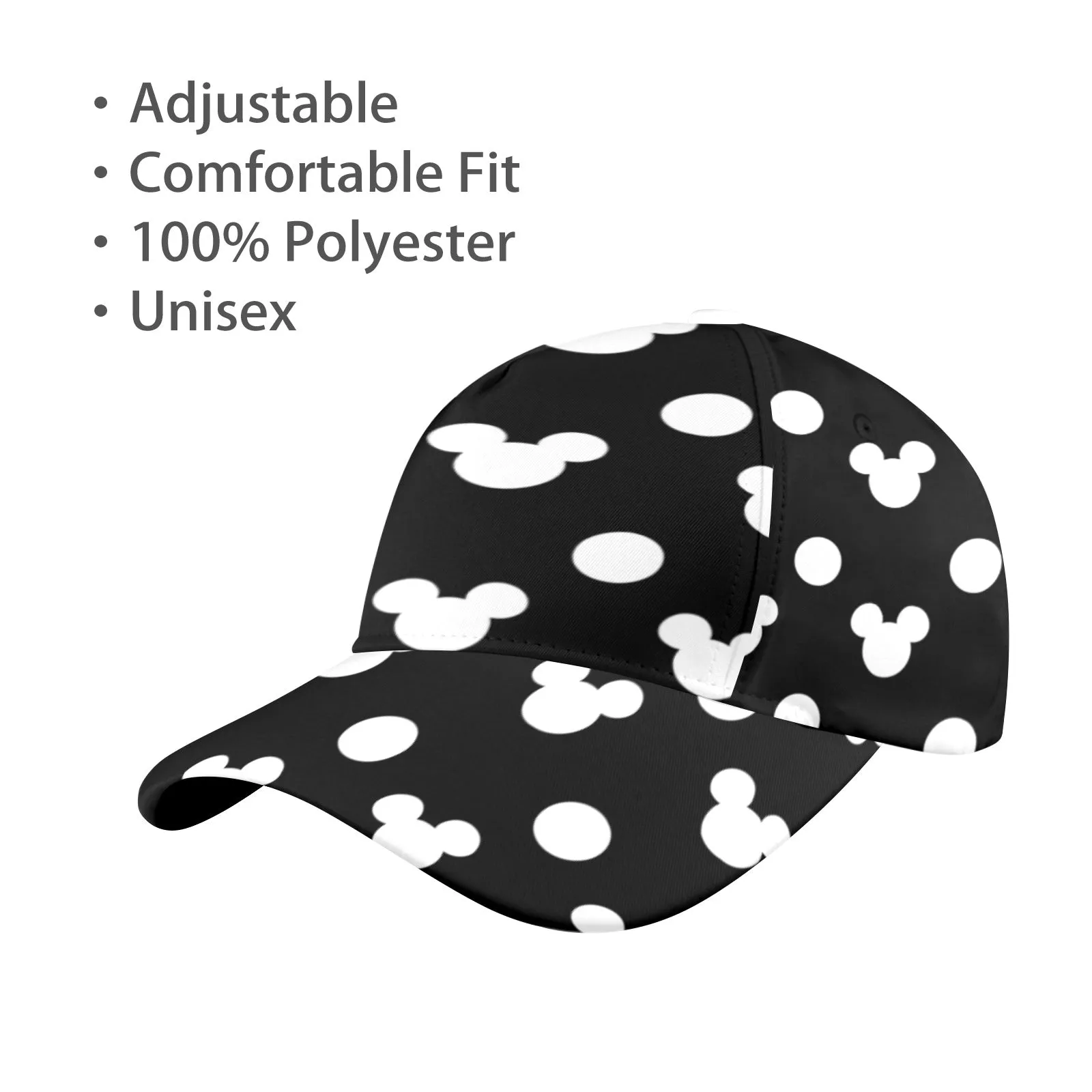 Black With White Mickey Polka Dots Hat