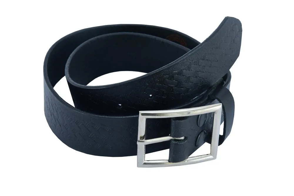 BLT Timeless Black Basket Weave Pattern Leather Belt