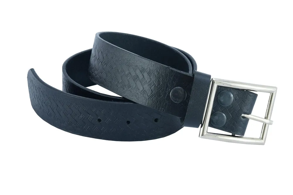 BLT Timeless Black Basket Weave Pattern Leather Belt