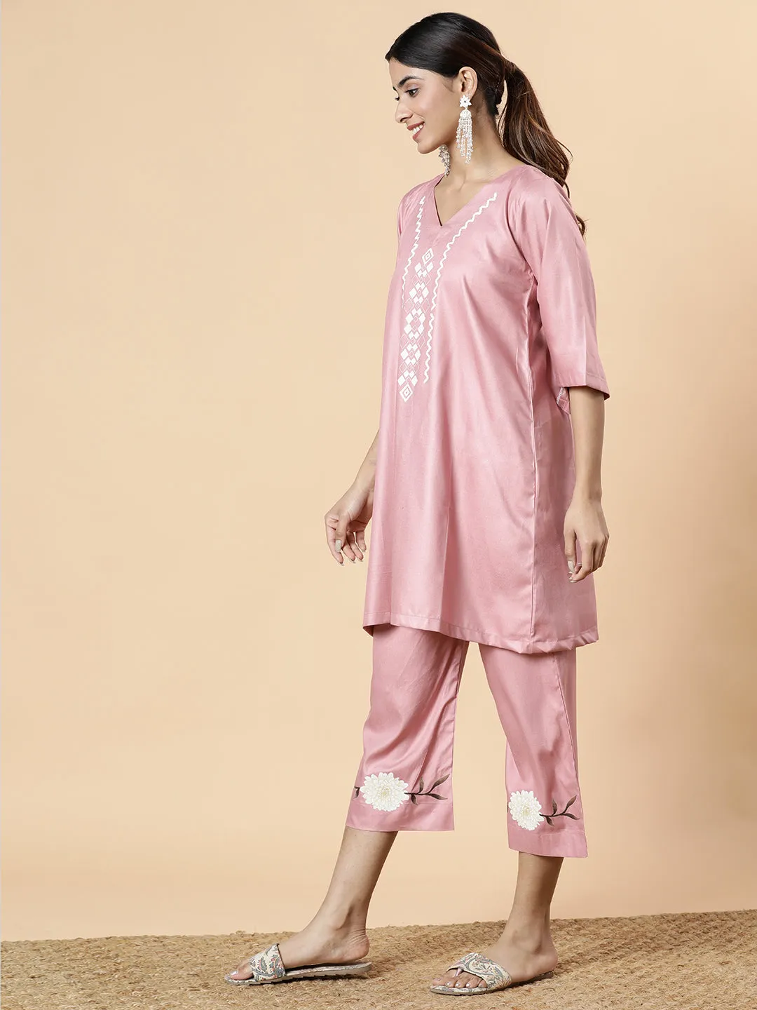 Blush Rayon Kurti - Aurora