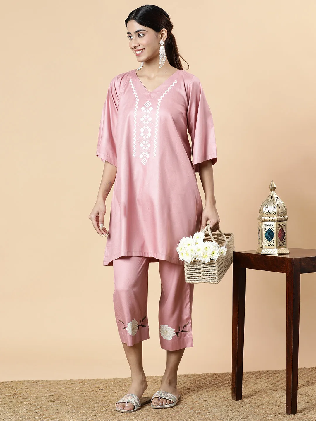 Blush Rayon Kurti - Aurora