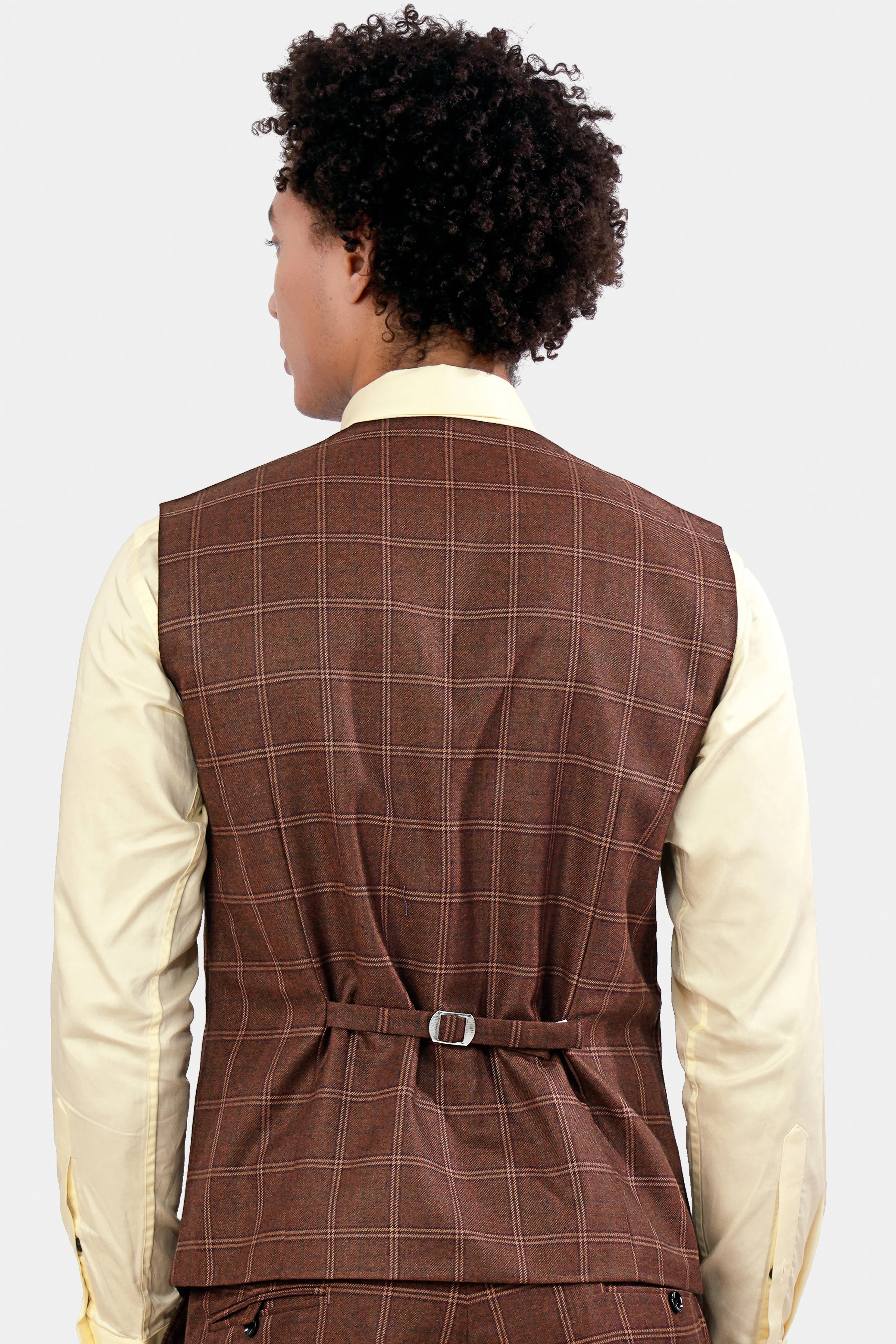 Bole Brown Windowpane Waistcoat