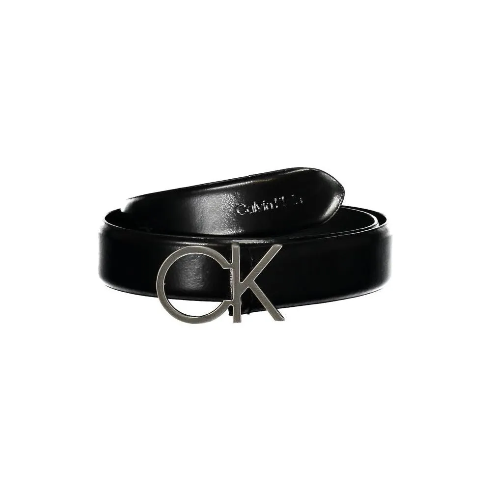 Calvin Klein Elegant Black Leather Belt with Metal Buckle