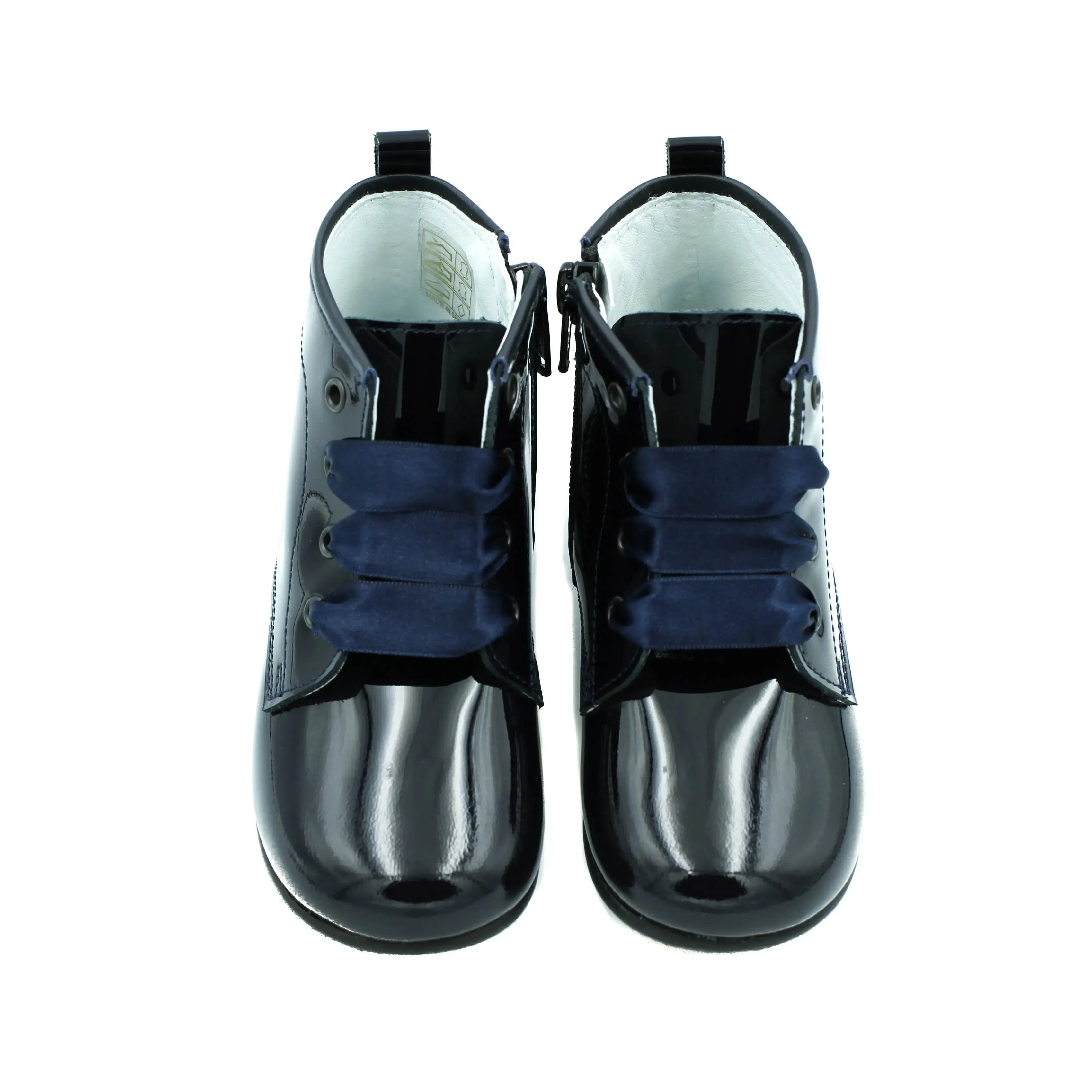 Celina- Dark Navy Patent Leather Boots