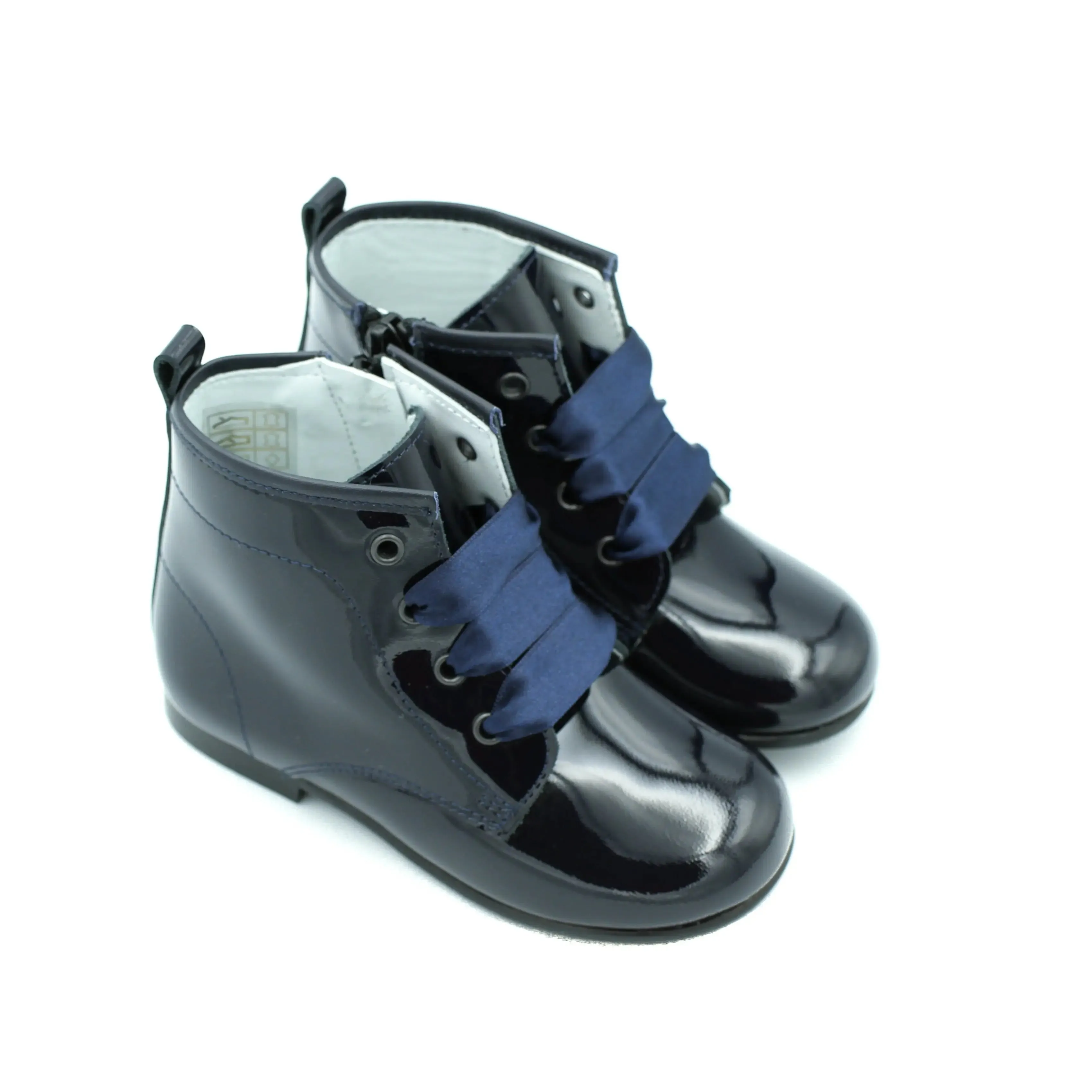 Celina- Dark Navy Patent Leather Boots