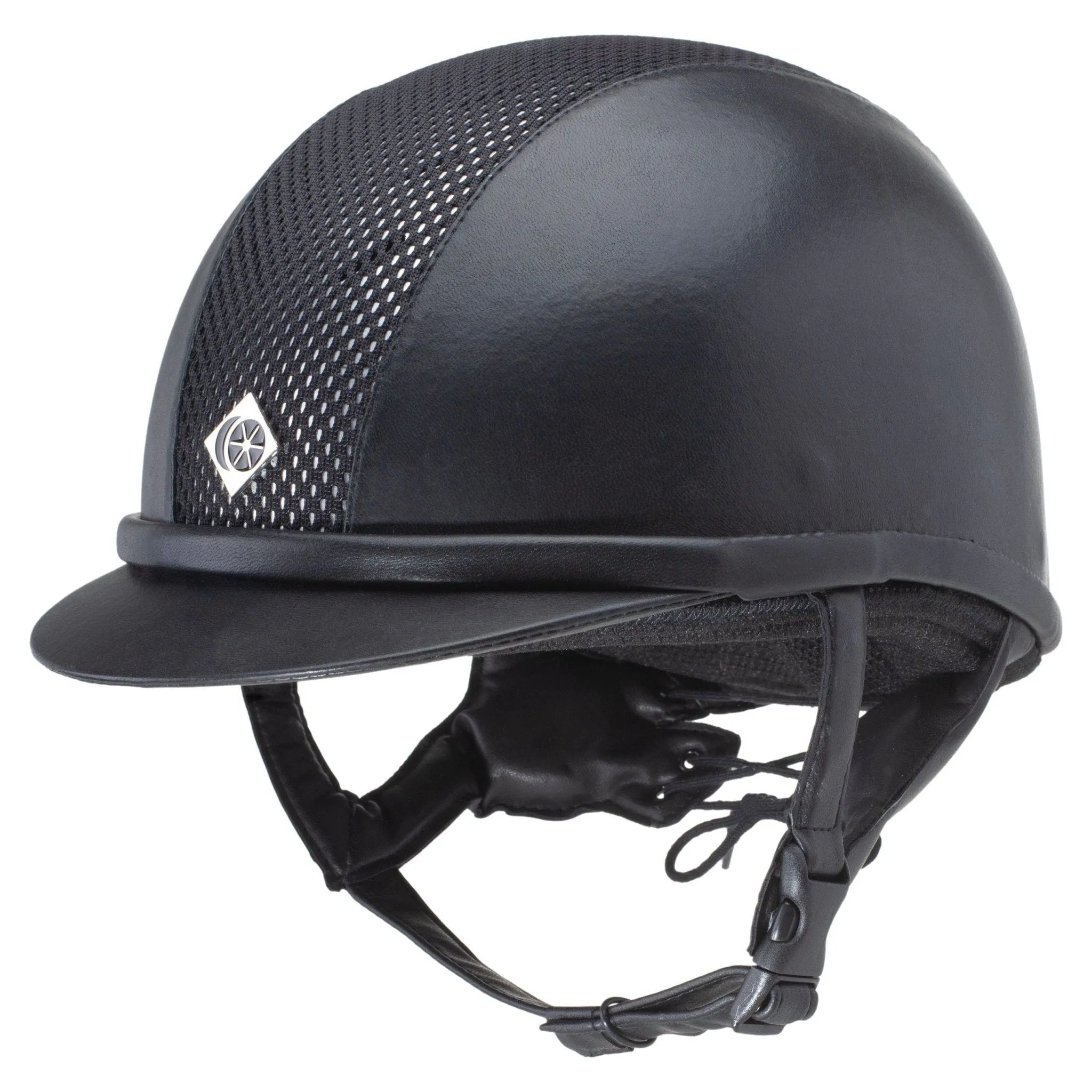 Charles Owen AYR8 PLUS Leather Look - Riding Hats - Black/Silver