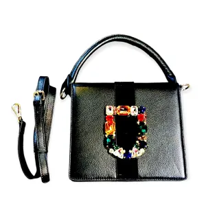 COLORED CRYSTAL BUCKLE HANDBAG