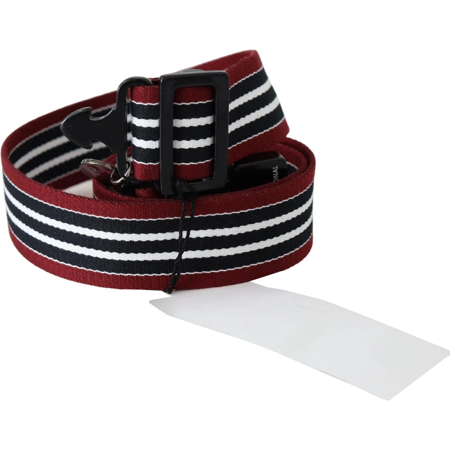 Costume National Striped Leather Fashion Belt in Black & Red