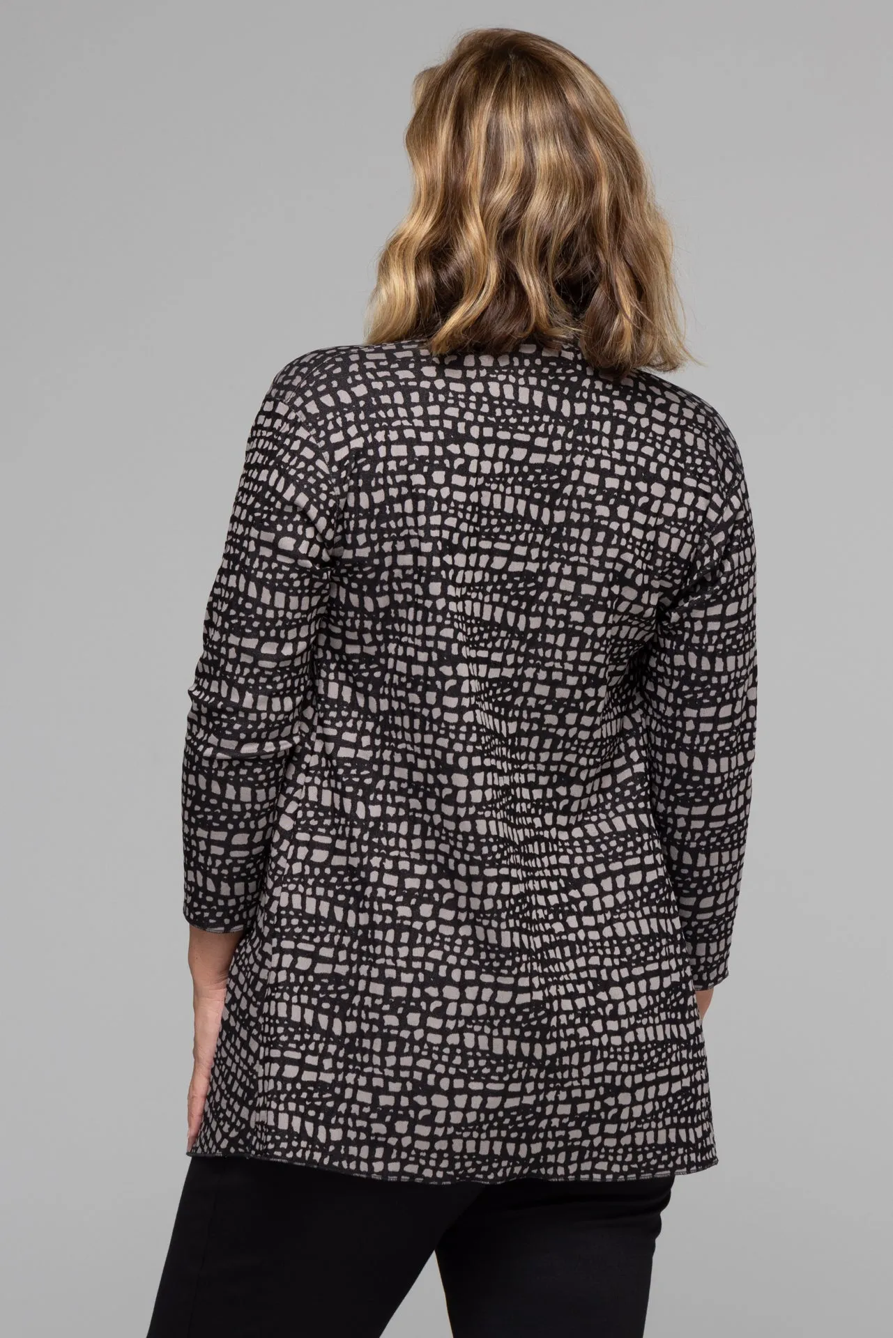 Croc Print Stretch Rayon/Nylon Long Sleeve Jacket