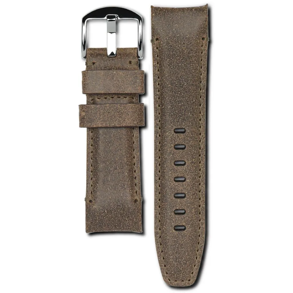 Curved End Leather Strap for Panerai Luminor Submersible Models with Tang Buckle