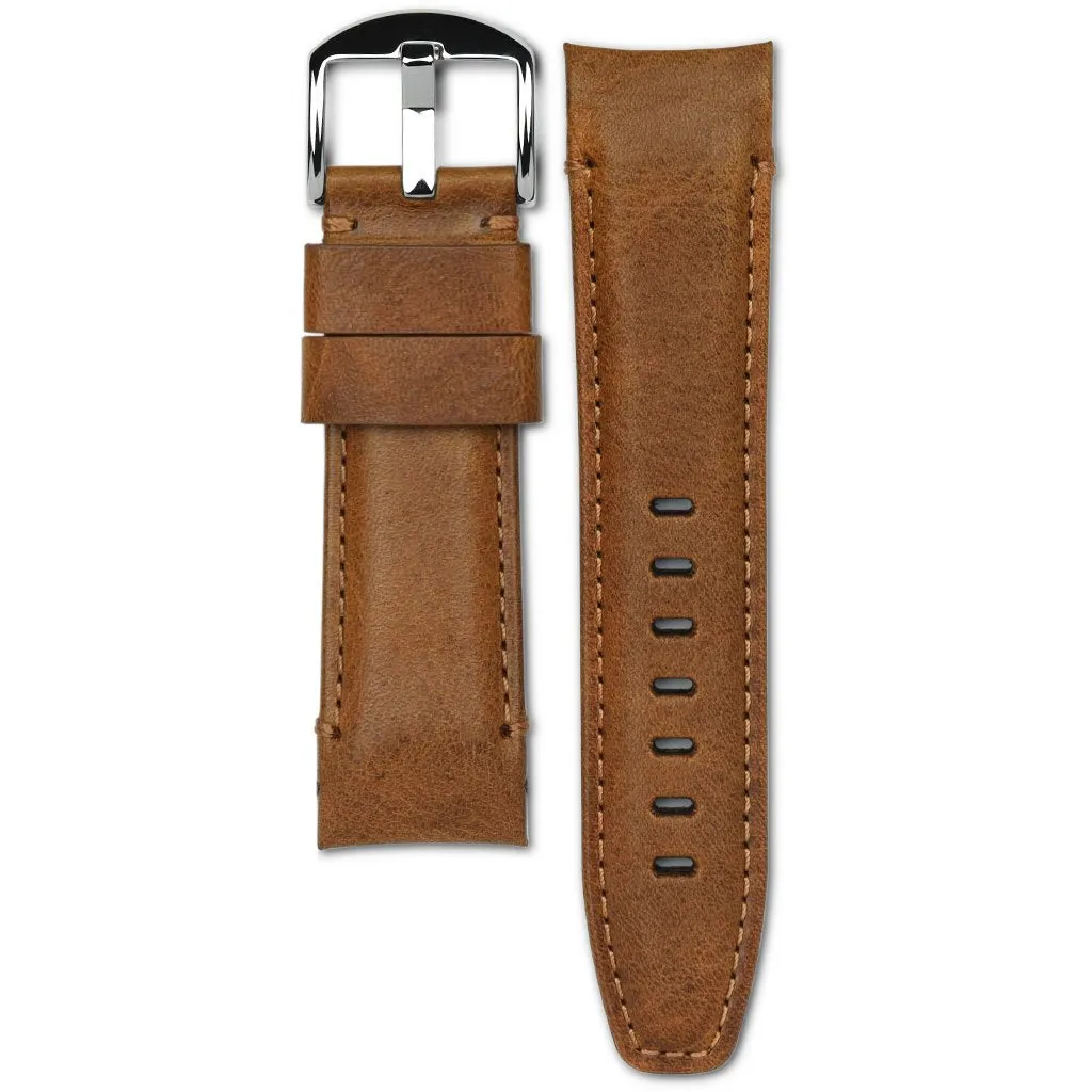 Curved End Leather Strap for Panerai Luminor Submersible Models with Tang Buckle