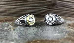 Custom 9mm Bullet Ring Celtic, Adjustable, Sterling Silver