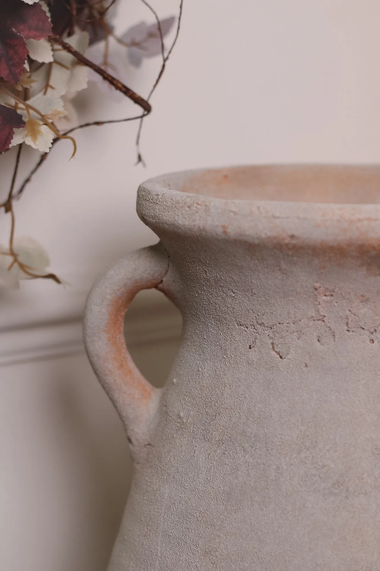 Distressed Terracotta Vase with Handles