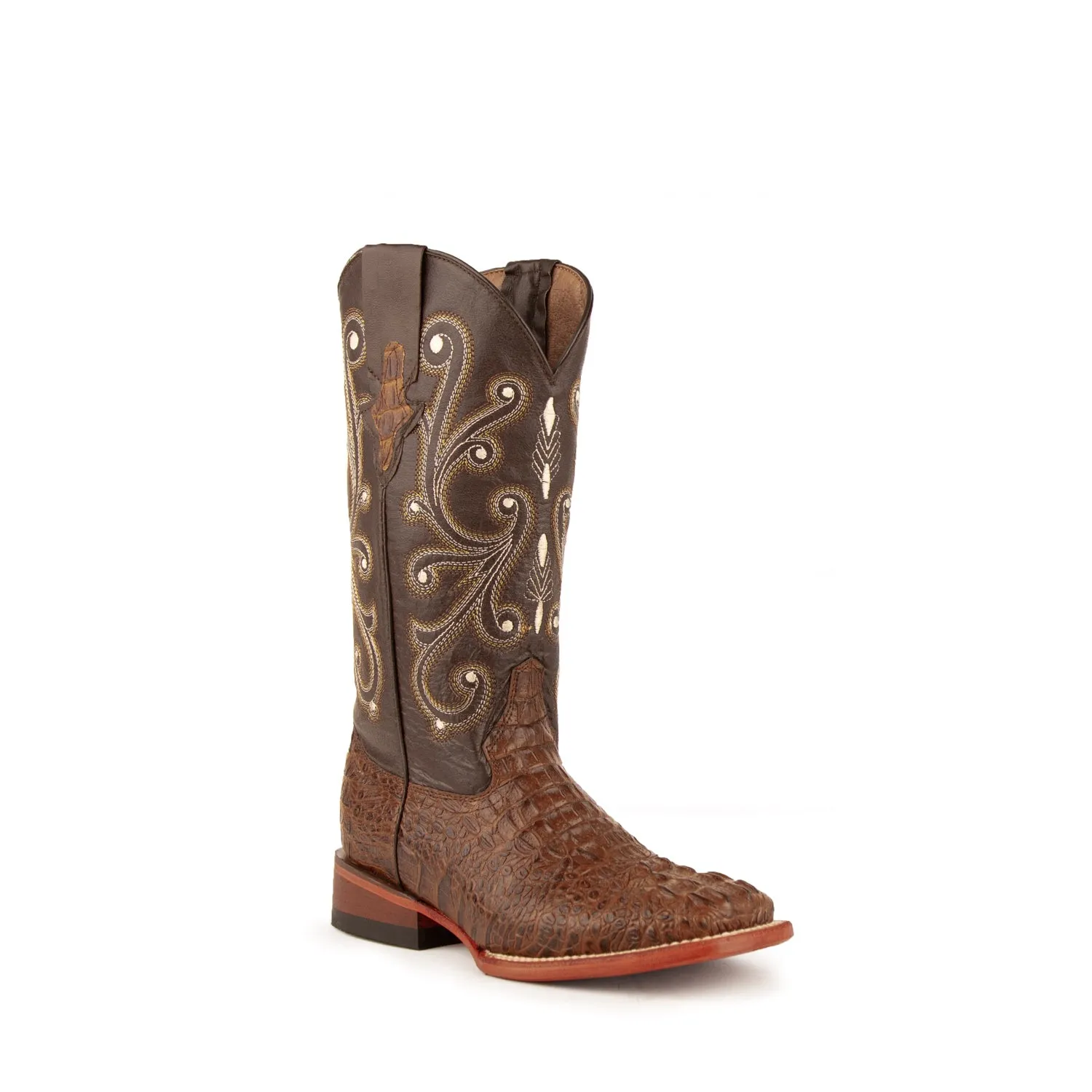 Ferrini Ladies Rust Leather Caiman Print S-Toe Stampede Cowboy Boots