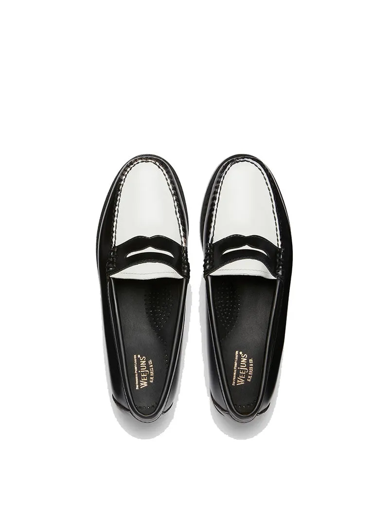 G.H.Bass Womens Bass Weejun Penny Loafer Black & White Leather