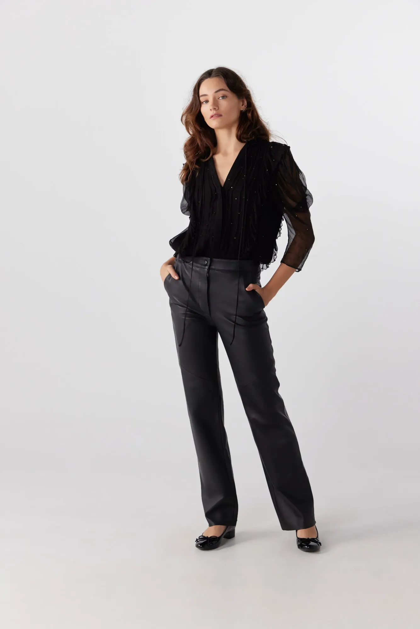 Jet Italian Leather Pant in Black