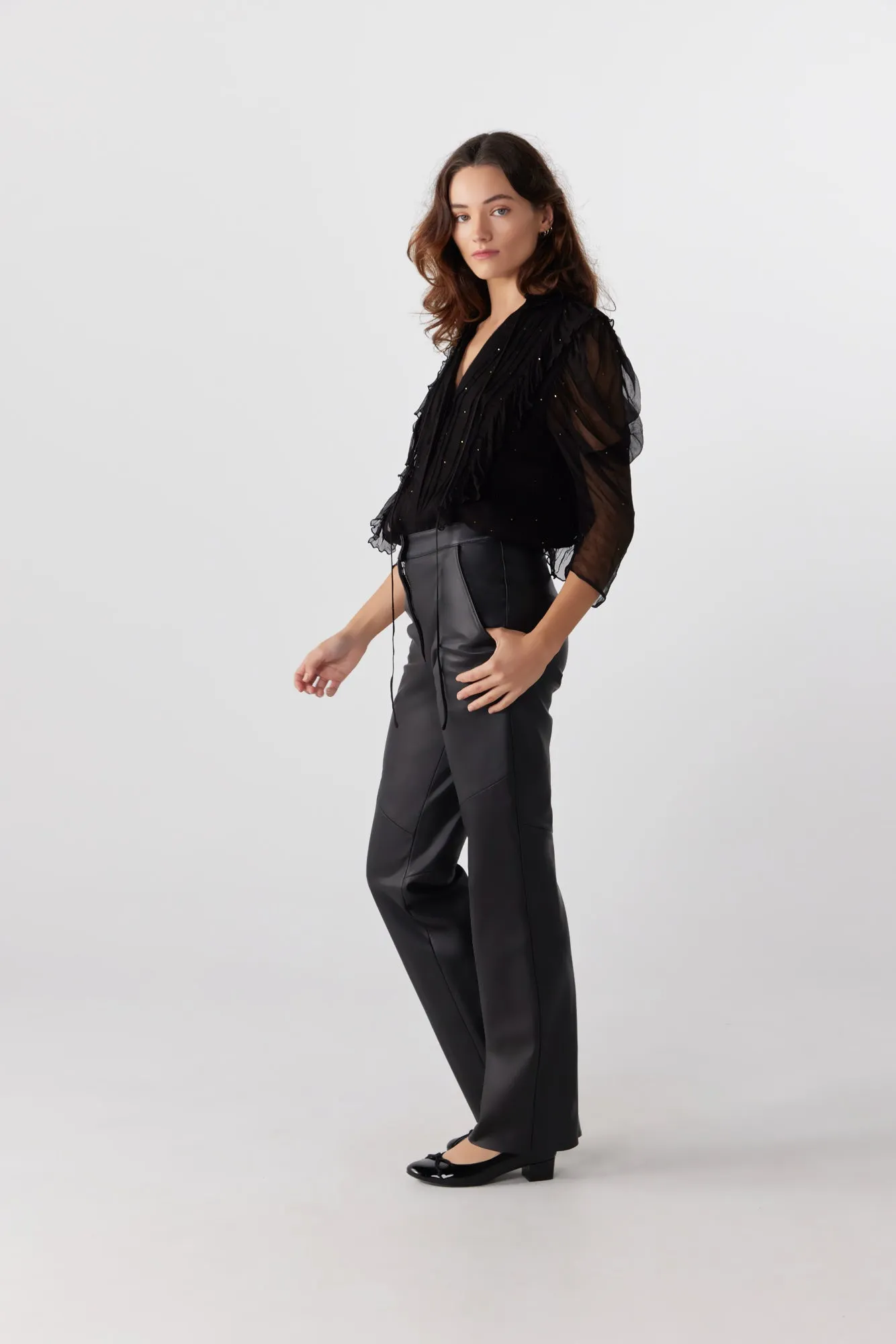 Jet Italian Leather Pant in Black