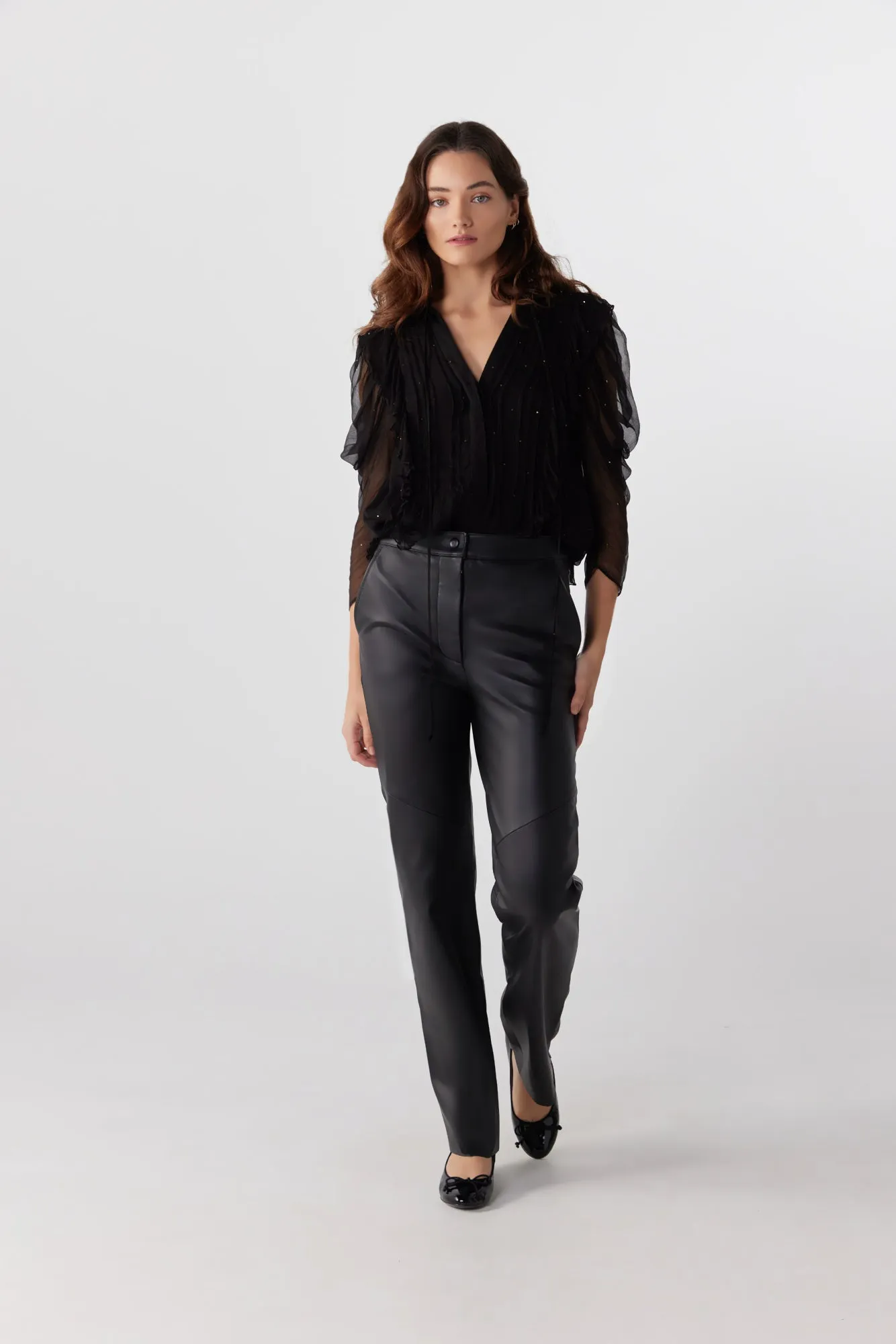 Jet Italian Leather Pant in Black