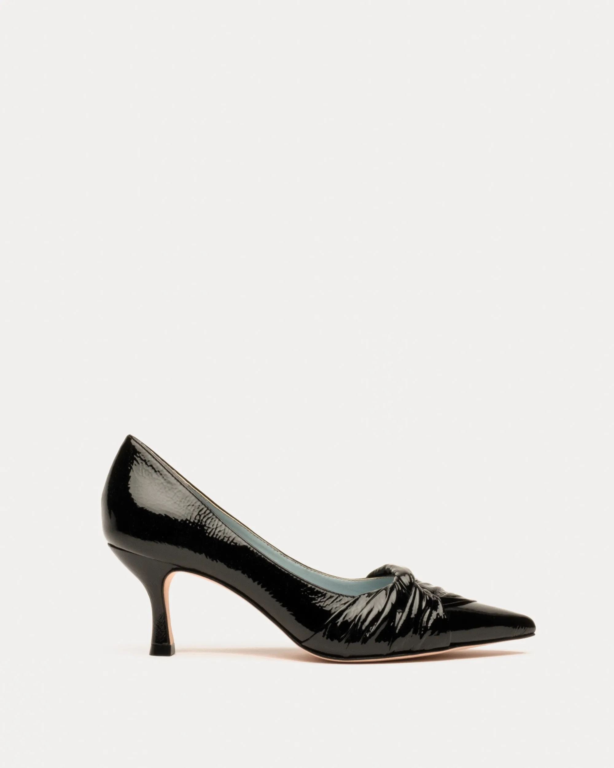 Knot Kitten Heel Crinkle Naplak Black