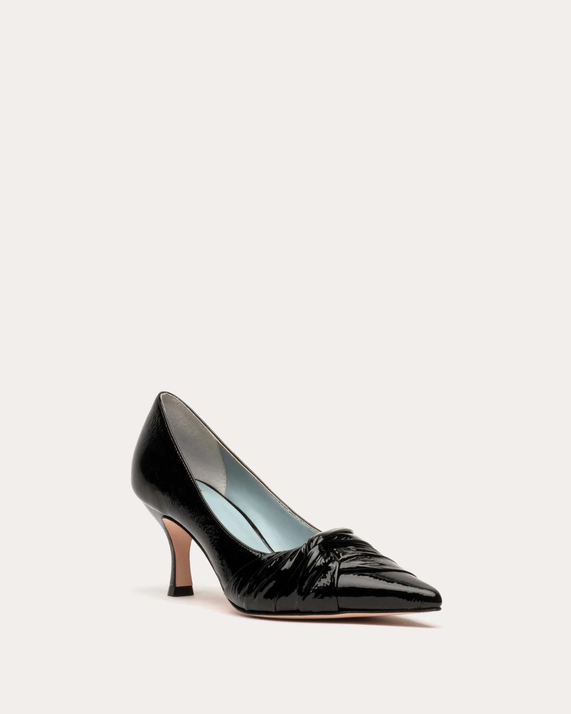 Knot Kitten Heel Crinkle Naplak Black