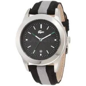 Lacoste Advantage Black Dial Black and White Stripe Grosgrain Mens Watch 2010613