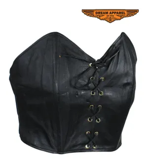 Ladies Black Leather Laced Blouse