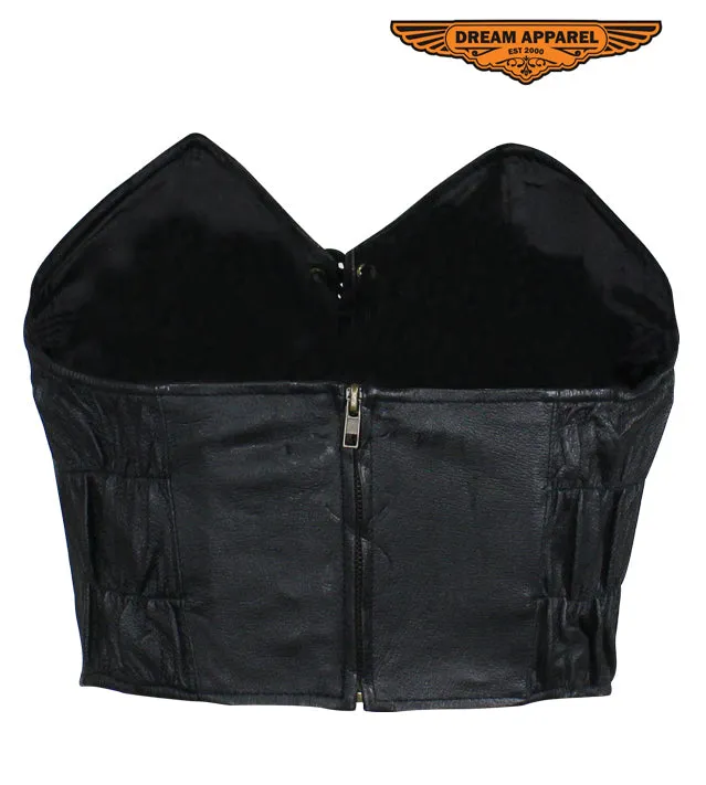 Ladies Black Leather Laced Blouse