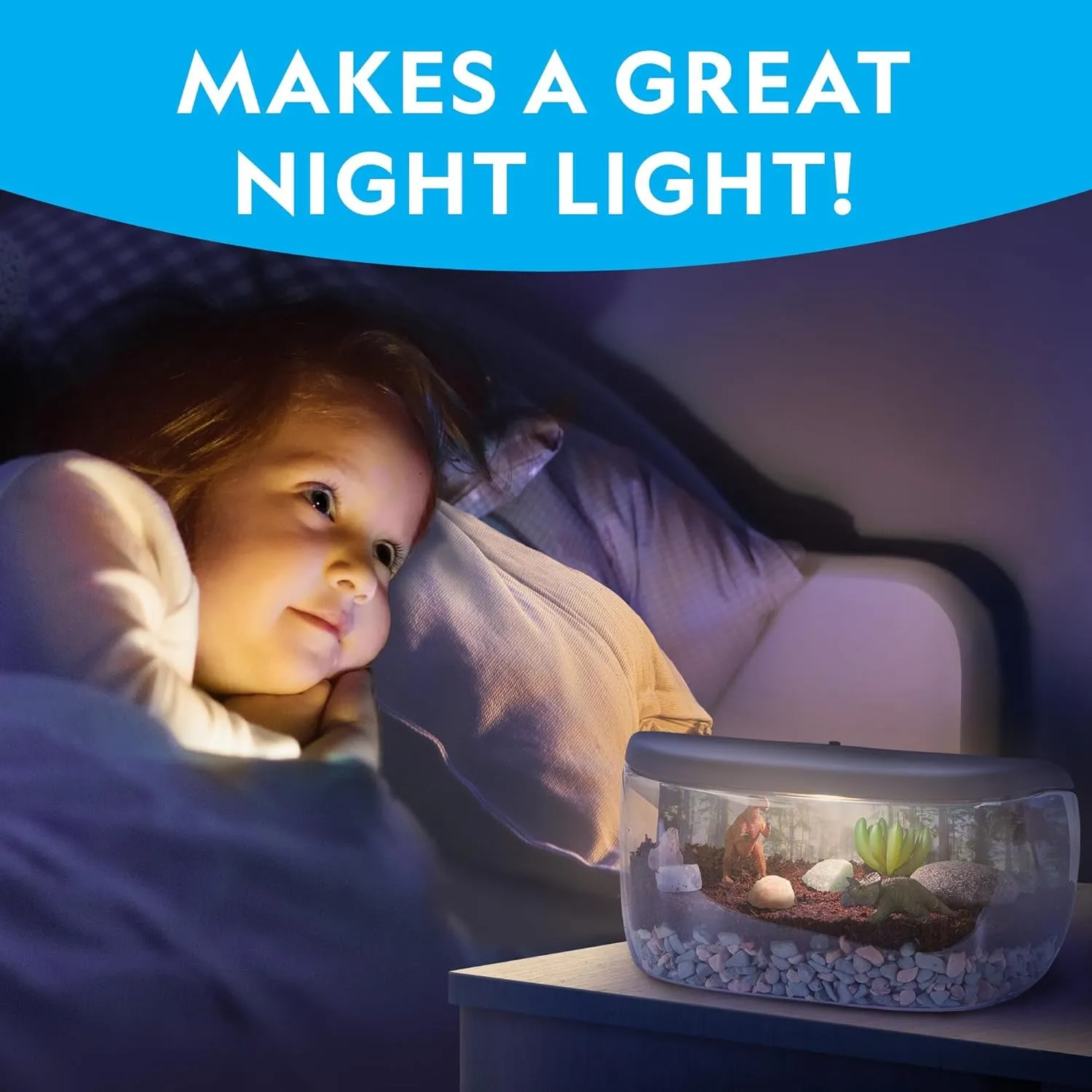 Light up Terrarium Kit for Kids - Build a Dinosaur Habitat with Real Plants & Gemstones, Science Kit, Dinosaur Toys for Kids (Amazon Exclusive)