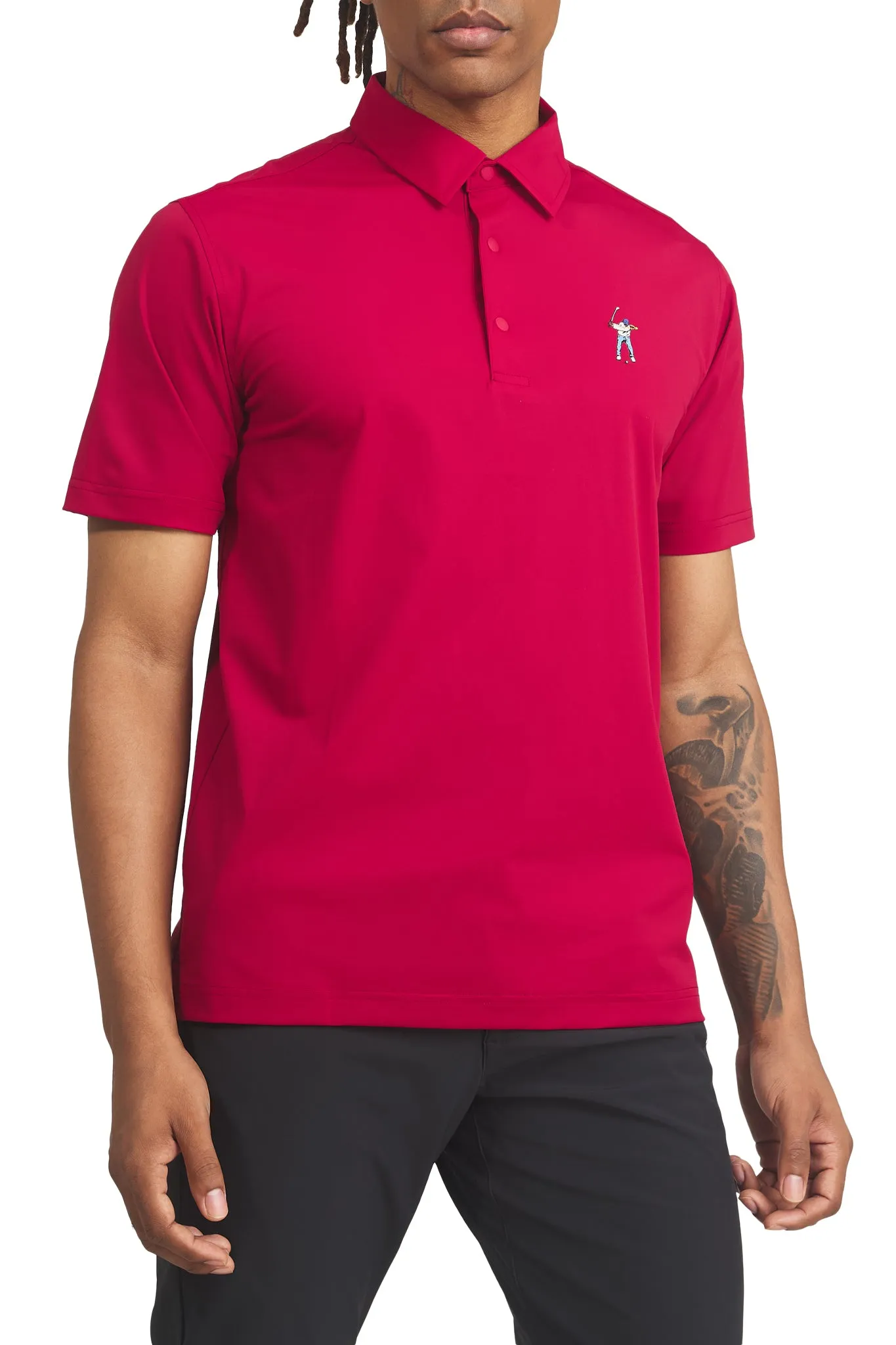 M-Red Men's Snap Placket Polo