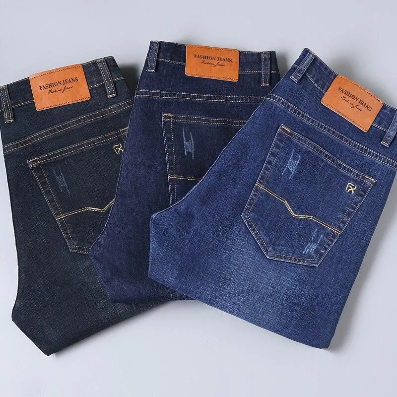 Men Classic Soft Style Cotton Stretch Regular Fit Denim Jeans Trousers